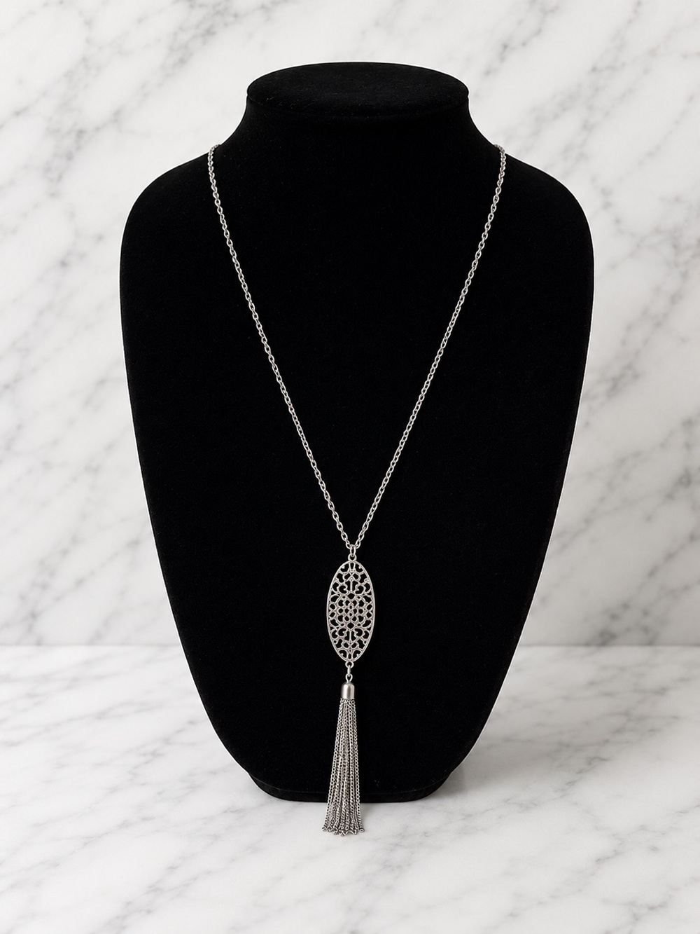 Silver tassel necklace
